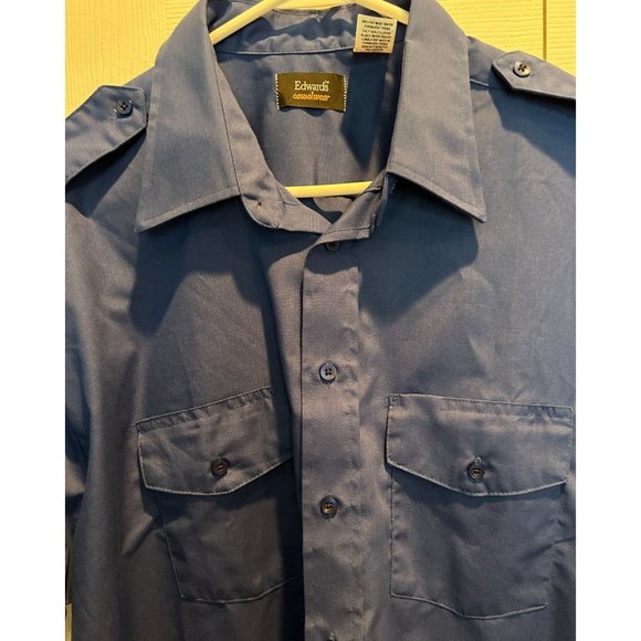 Edwards Casualwear Work Shirt XL NEW Short Sleeve, Dark Blue, Epaulets - Picture 3 of 5